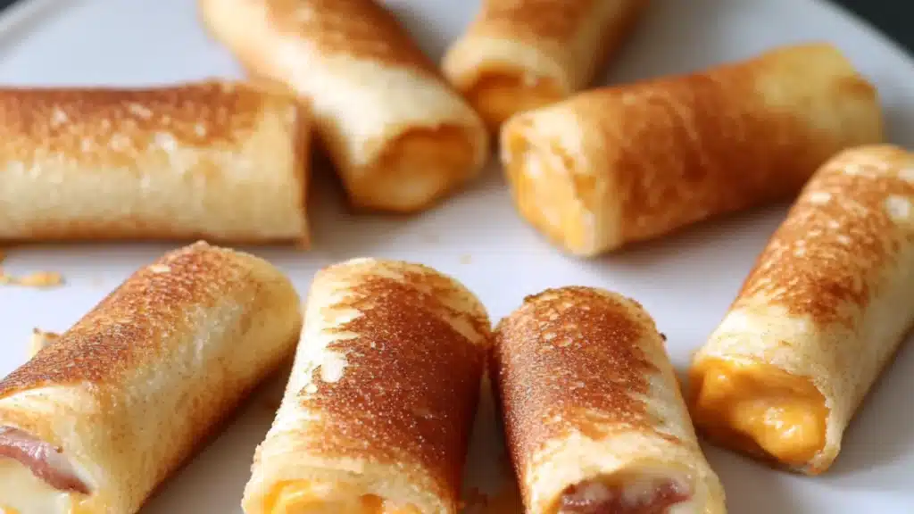 grilled cheese roll - ups on a white plate with text overlay that reads grilled cheese roll - ups
