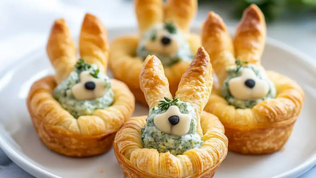 some bunny croissant bites are on a plate