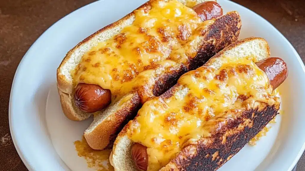 grilled cheese hot dogs on plates with ketchup