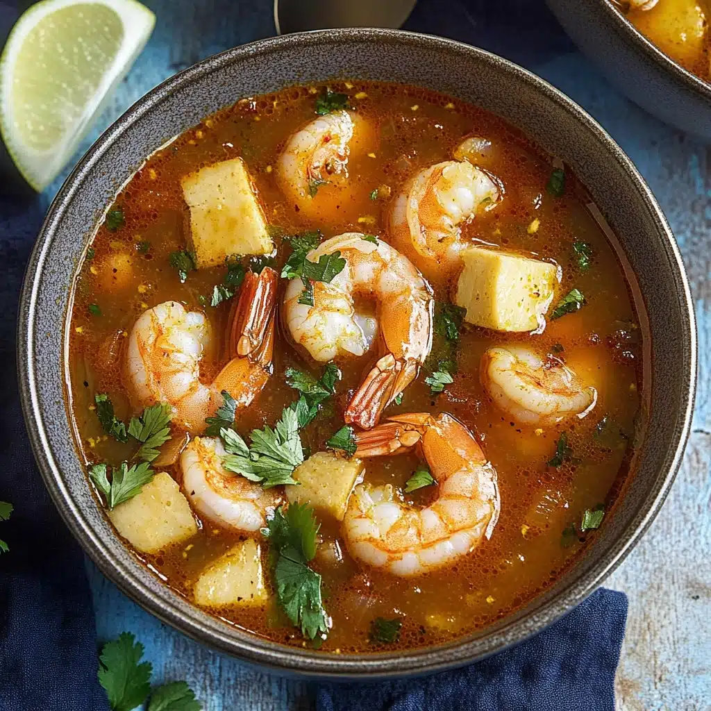 bowl filled with shrimp and spicy soup
