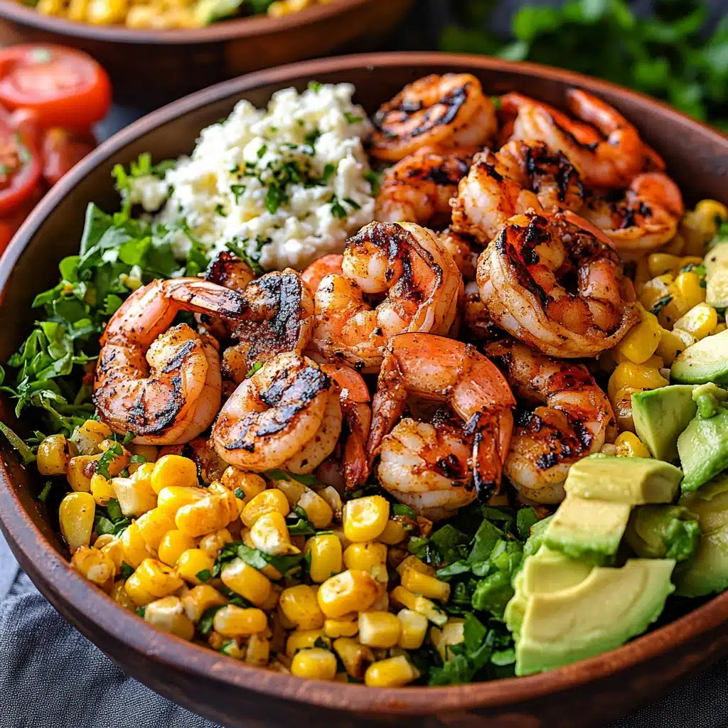 the shrimp is being drizzled with dressing