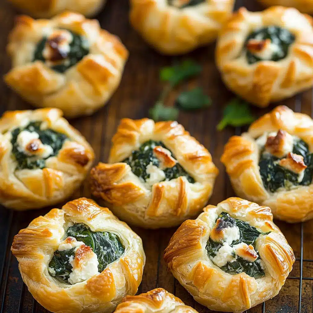 several different types of breads with spinach on top