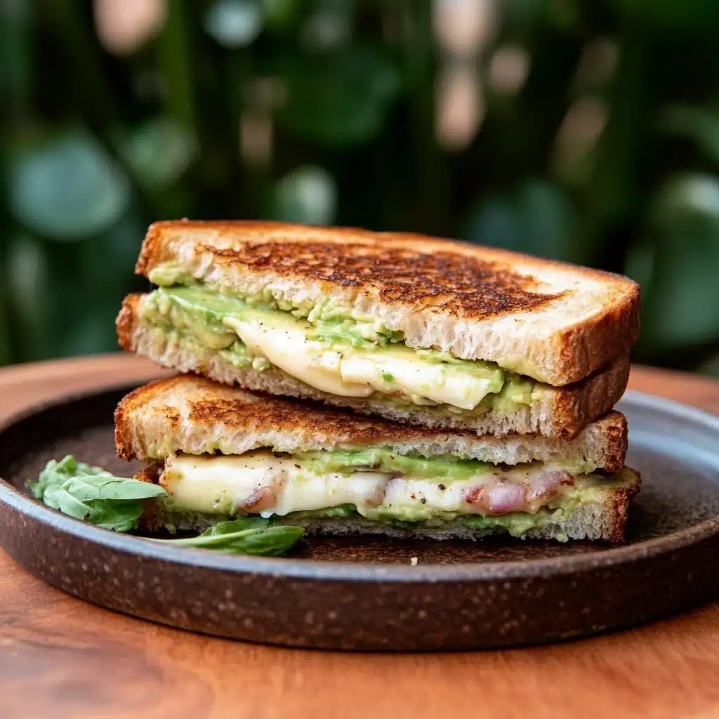 the grilled cheese sandwich is loaded with creamy avocado and cheesy