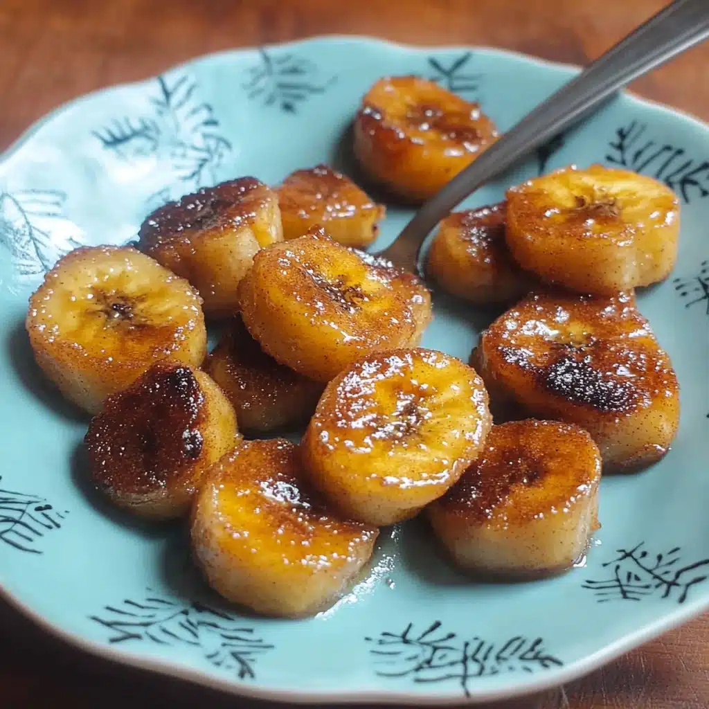 there are bananas that are on the plate with powdered sugar over them and then fried