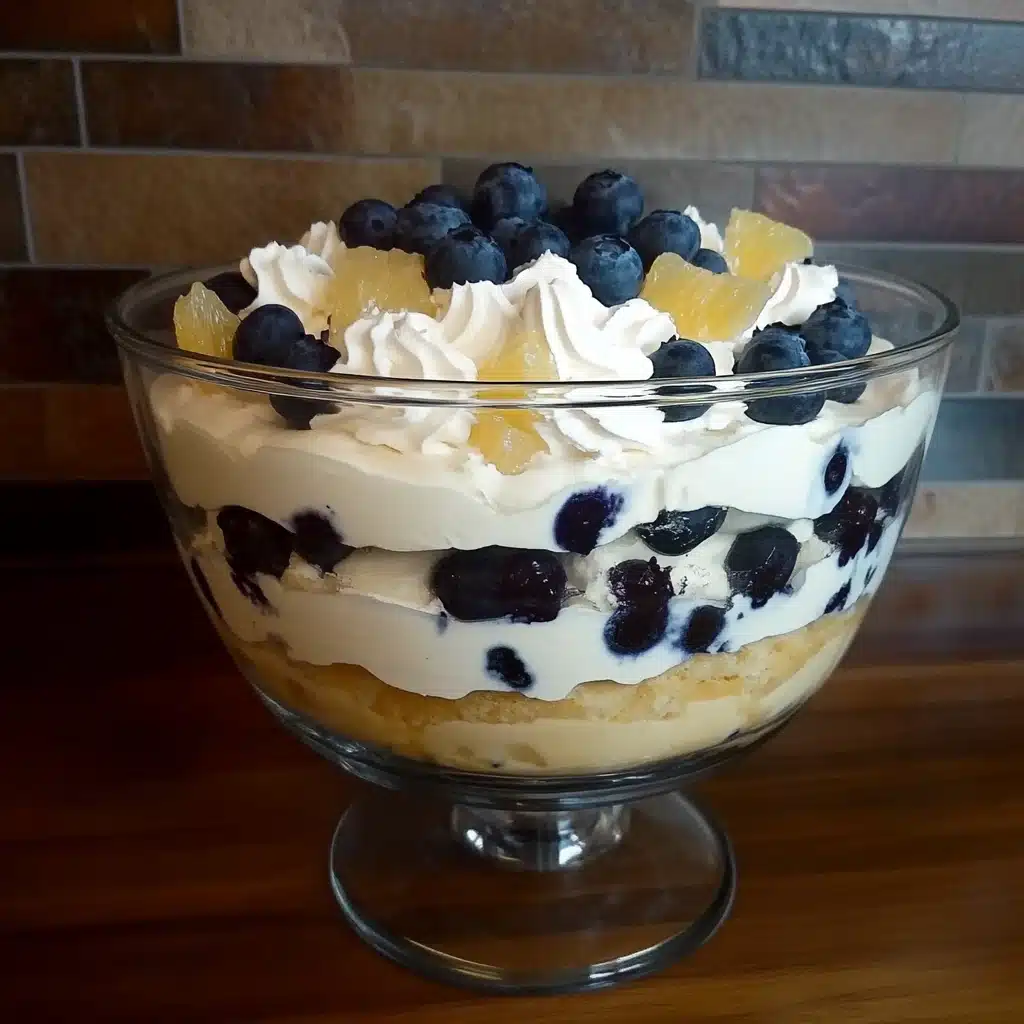 blueberry lemon trifle is an easy dessert that's ready to be eaten