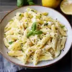 lemon ricotta pasta with basil and parmesan cheese