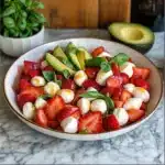 two bowls filled with strawberries and mozzarella