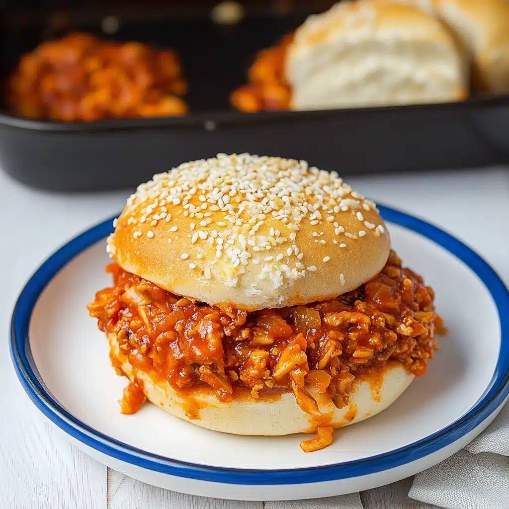 chicken parmesan sloppy joes on a white plate with text overlay that reads chicken parmesan sloppy joes