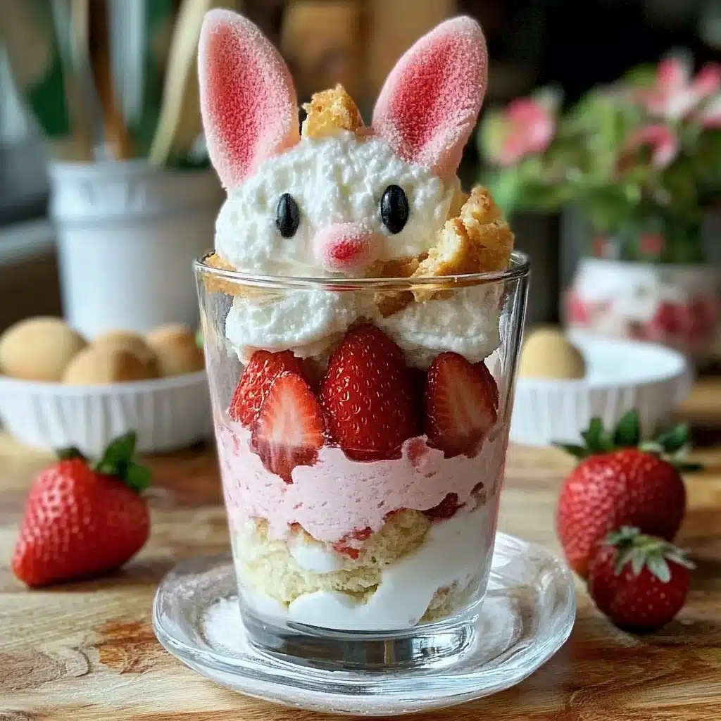 two desserts with strawberries in the shape of rabbits