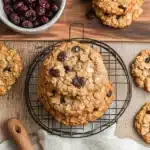 soft and chewy oatmeal raisin cookies stacked on top of each other