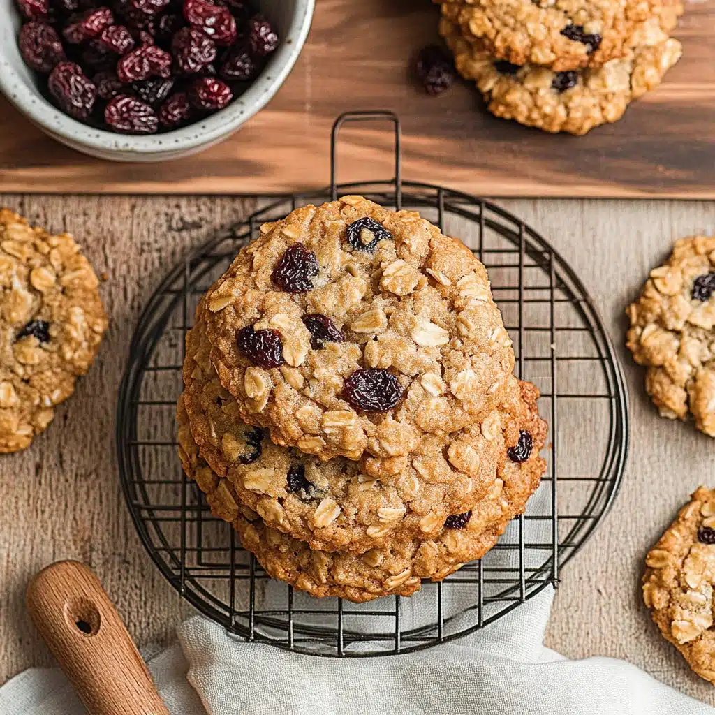 soft and chewy oatmeal raisin cookies stacked on top of each other