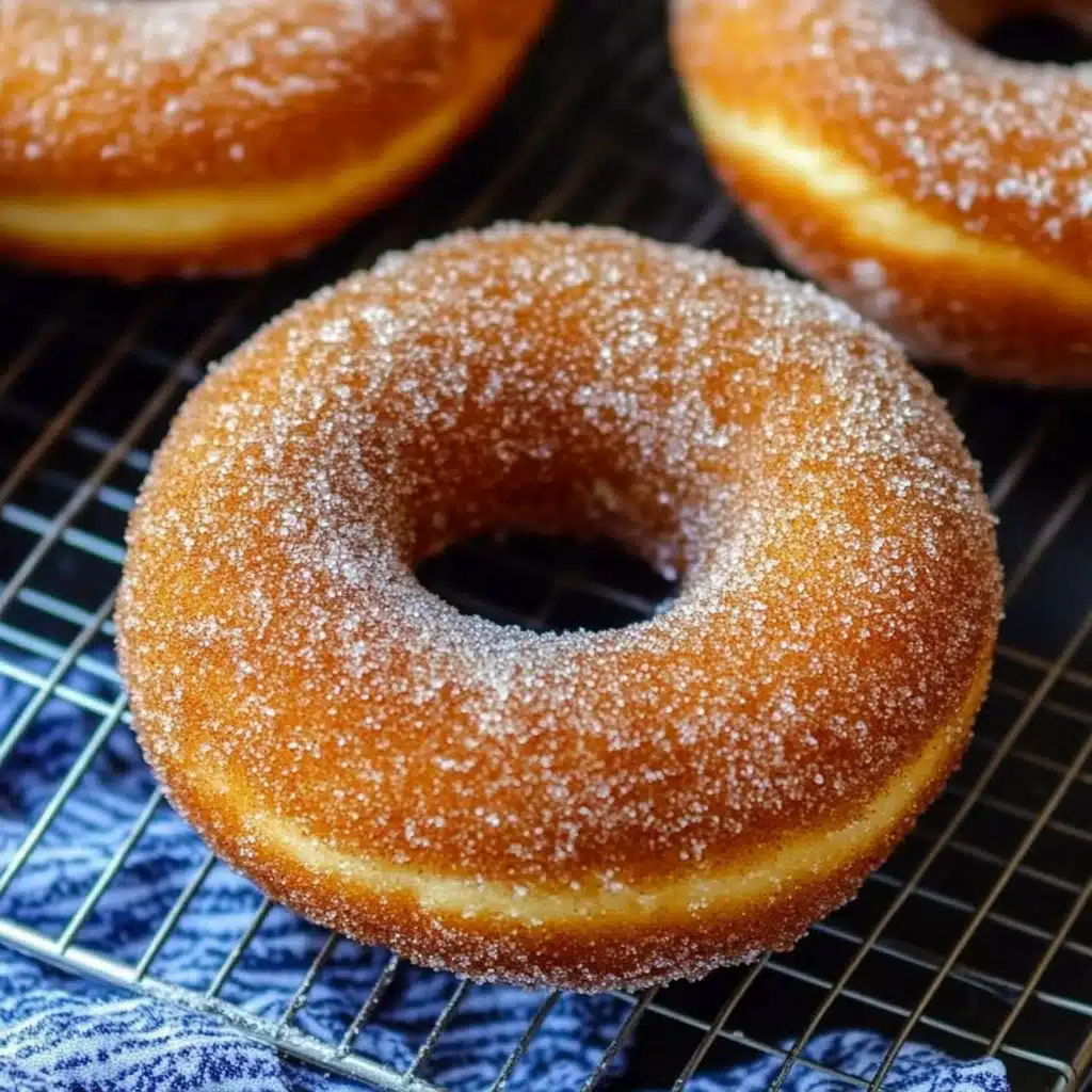 delicious homemade cinnamon sugar doughnuts with chocolate drizzle on top and bottom
