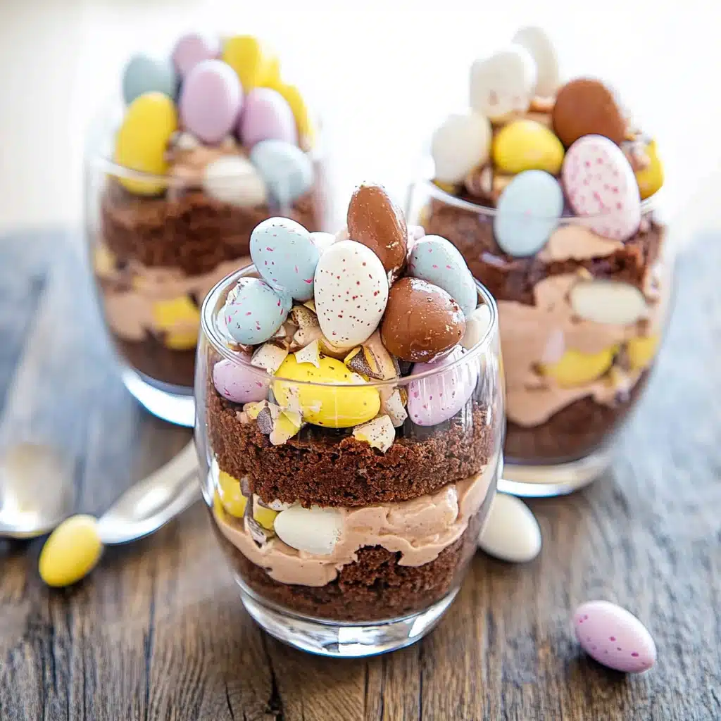 three desserts in small glass dishes on a table