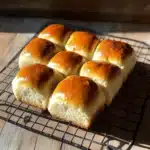 two pictures of bread with the words easy sweet confected milk bread on it
