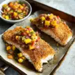 coconut crusted fish with mango salsa - light and flavorful