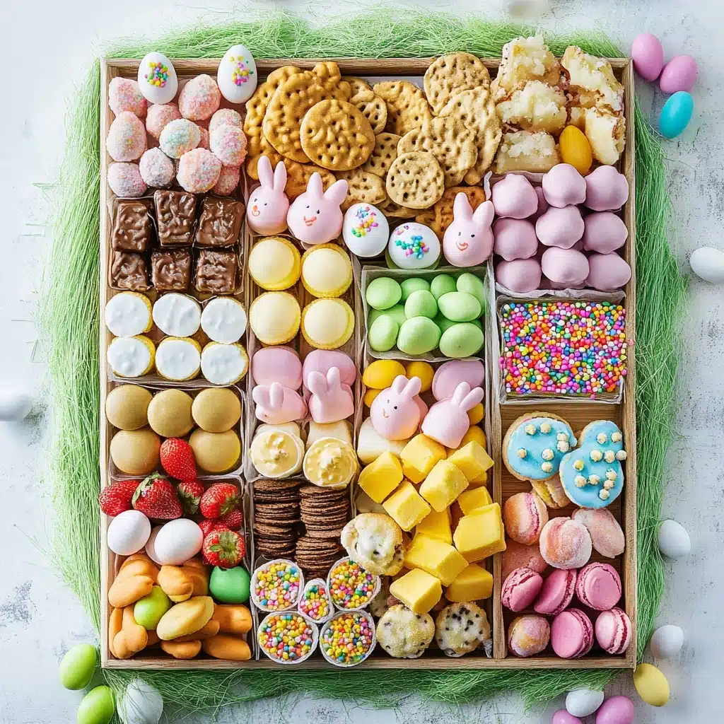 a tray filled with lots of different types of food and sweets on top of it