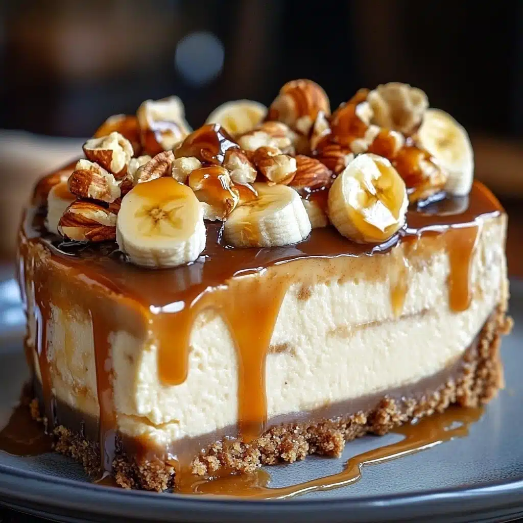 homemade banana pudding cheesecake squares with bananas on top
