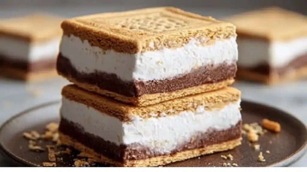 easy frozen s'mores recipe with chocolate and marshmallows on top