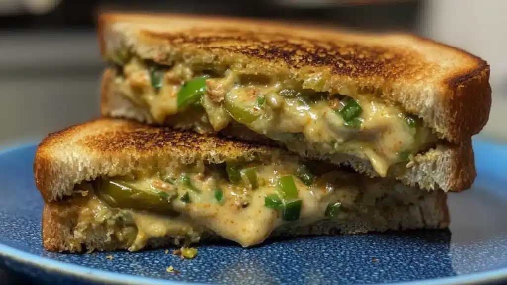 the grilled cheese sandwich with bacon and melted cheese