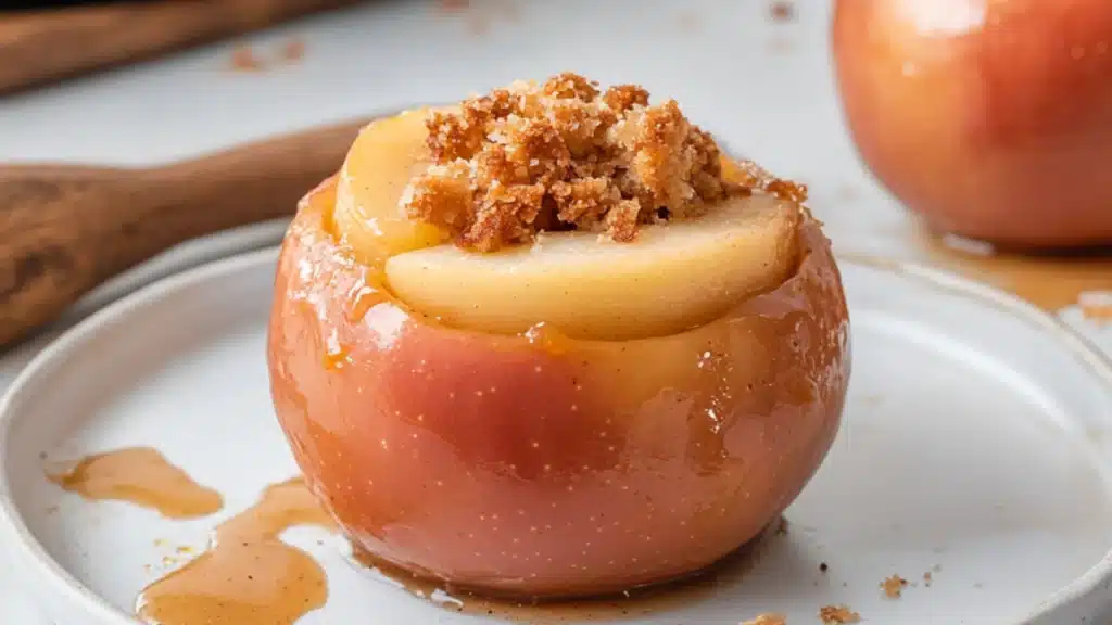 three pictures of baked apples with cheesecake stuff in them and the words cheesecake stuffed baked apples