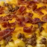 a casserole dish with meat and cheese in it