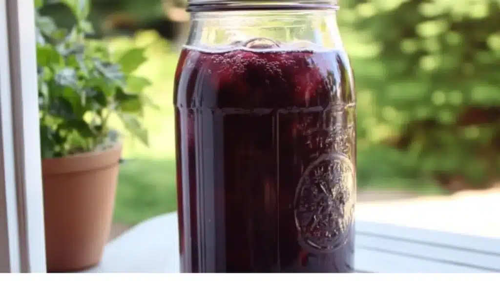 two glasses filled with blueberry soda on top of a table