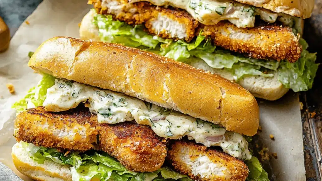 grilled chicken caesar sandwiches with lettuce and mayonnaise