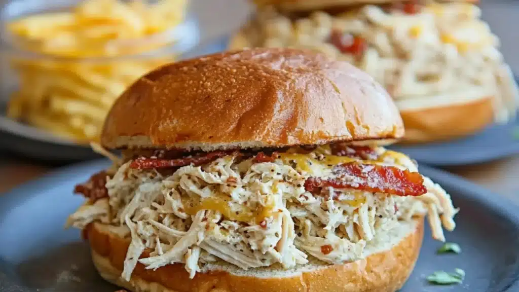 a close up of a sandwich on a plate with french fries