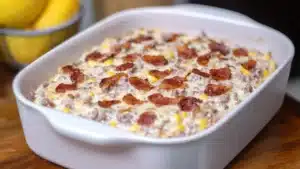 two pictures of bacon cheeseburger quesadilla dip
