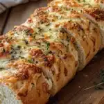 delicious and easy recipe for italian herb and cheese bread with fresh herbs on the top