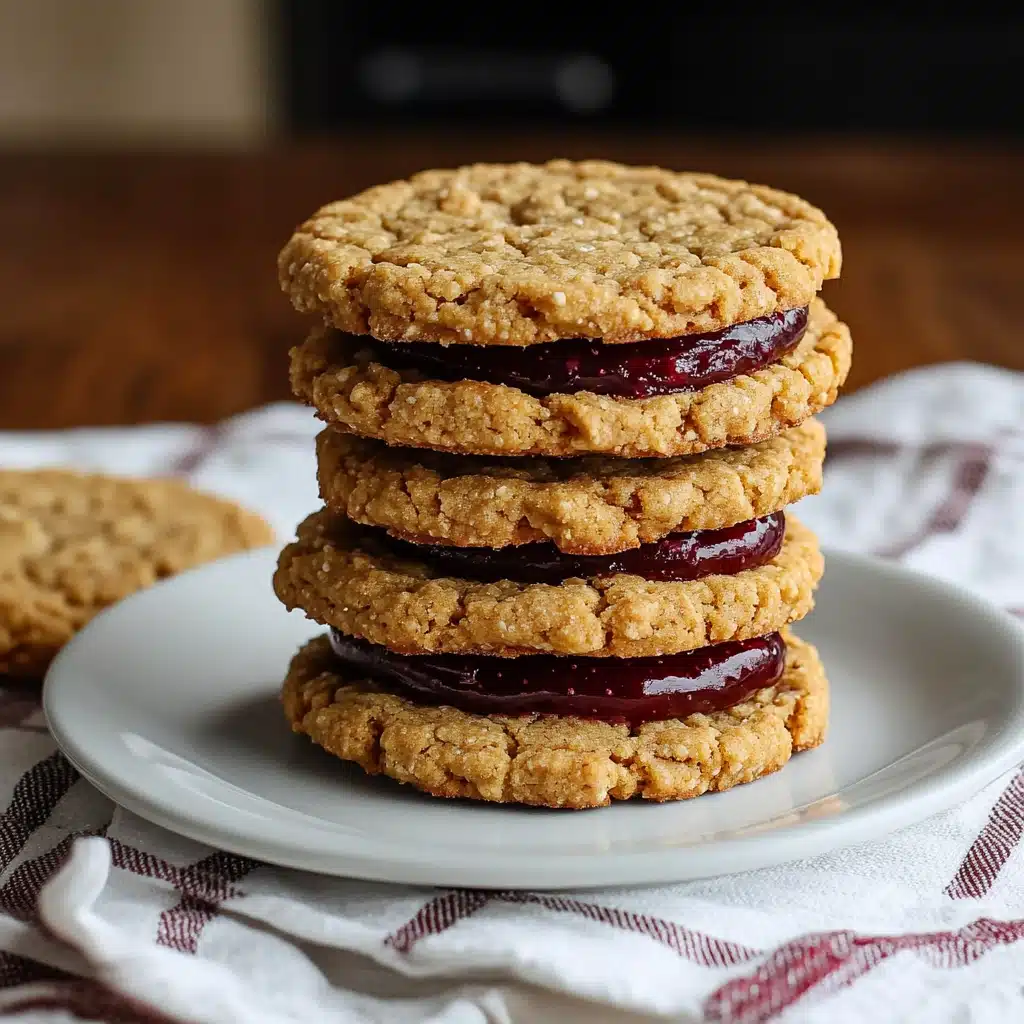 Healthy Flourless Peanut Butter & Jelly Cookie Sandwiches