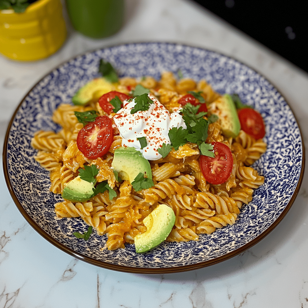 Slow Cooker Chicken Enchilada Pasta