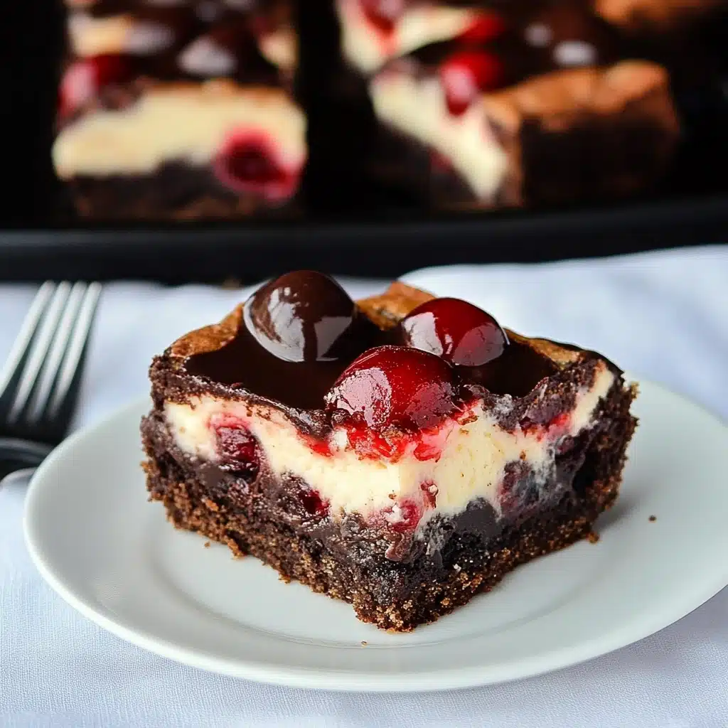 Cherry Chocolate Brownie Cheesecake Bars
