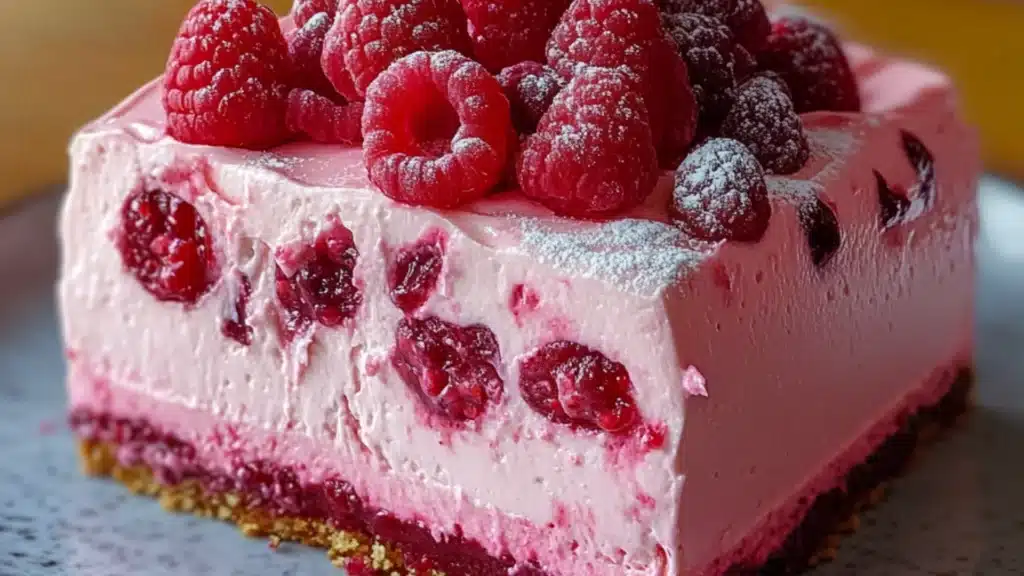 the pink velvet raspberry cheesecake is ready to be eaten