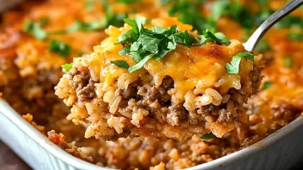 Cheesy Hamburger Rice Casserole
