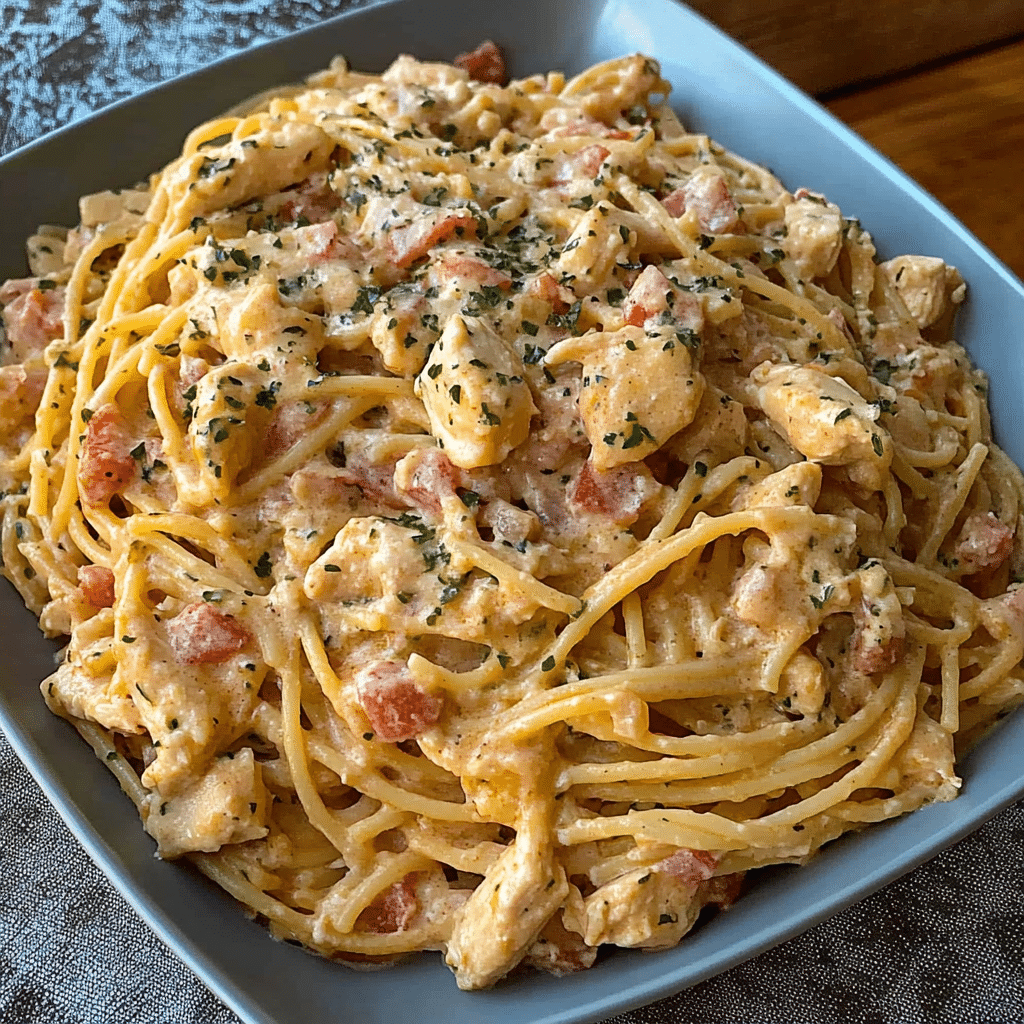 Easy Crockpot Chicken Spaghetti