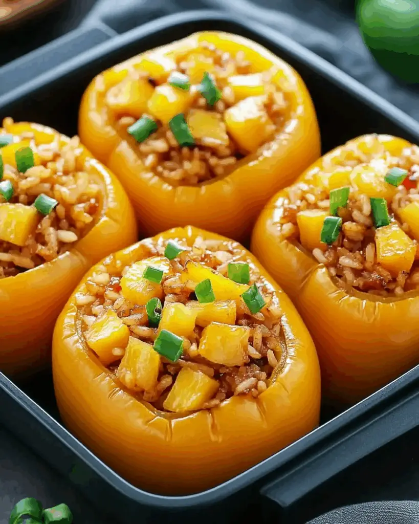 Teriyaki Pineapple Chicken Rice Stuffed Peppers