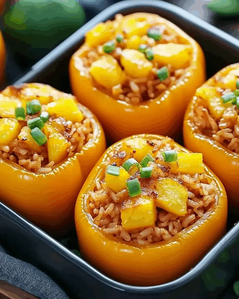 Teriyaki Pineapple Chicken Rice Stuffed Peppers
