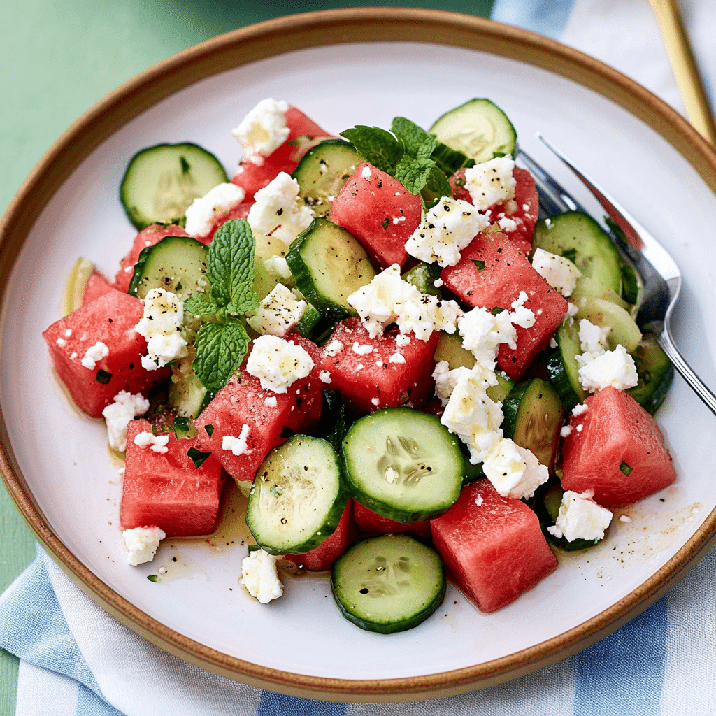 Watermelon Salad with Cucumber and Feta