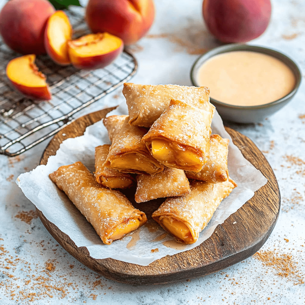 Peach Cobbler Egg Rolls