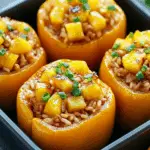 Teriyaki Pineapple Chicken Rice Stuffed Peppers