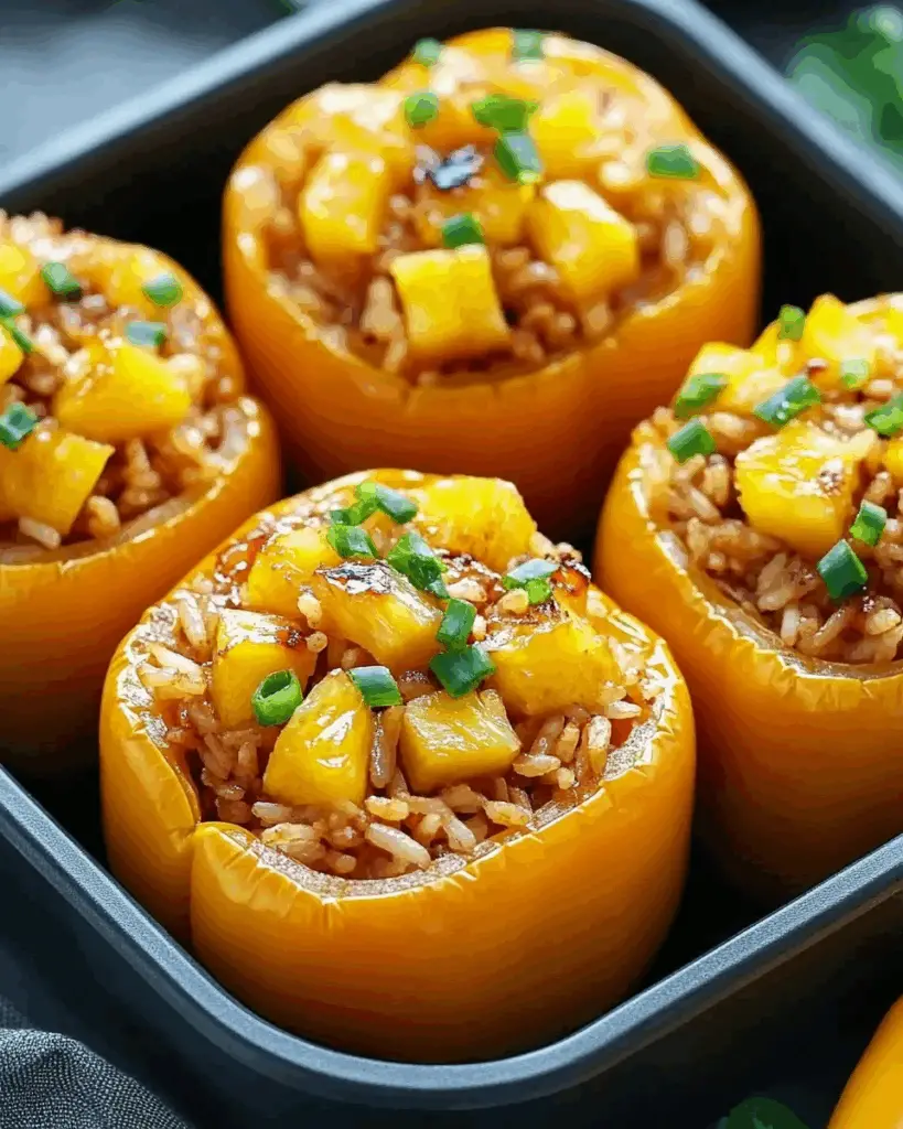 Teriyaki Pineapple Chicken Rice Stuffed Peppers