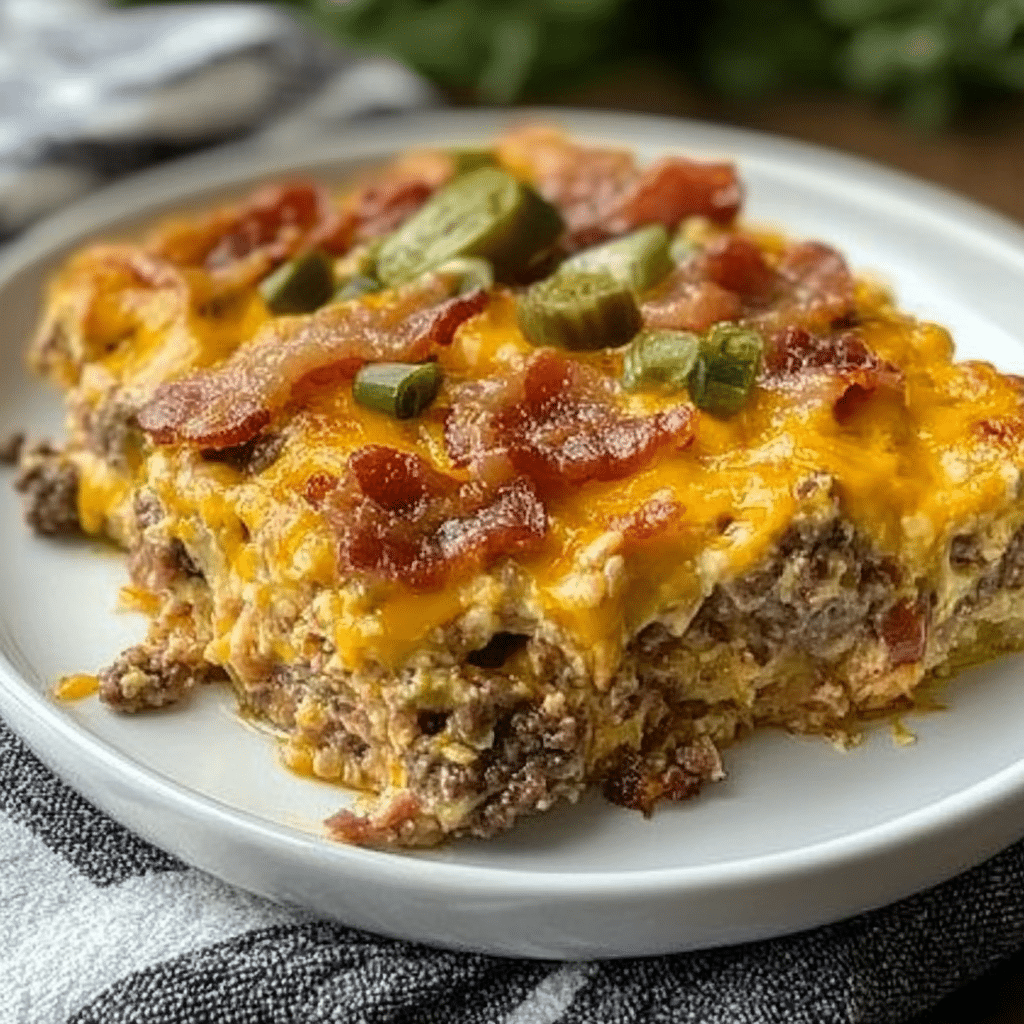 Low-Carb Bacon Cheeseburger Casserole
