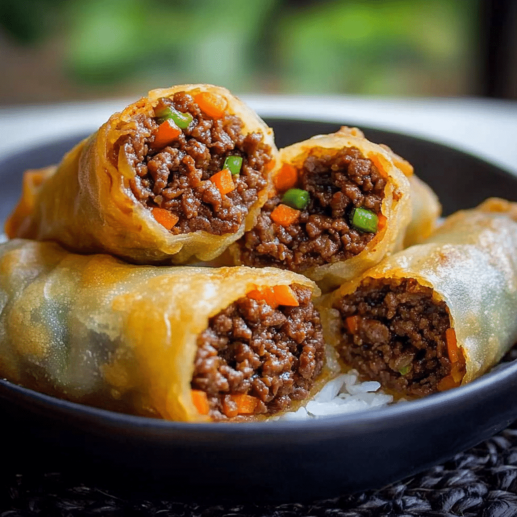 Korean Ground Beef Egg Rolls