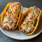Fruity Pebbles Cheesecake Tacos