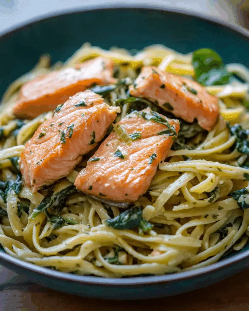 Salmon Pasta with Spinach