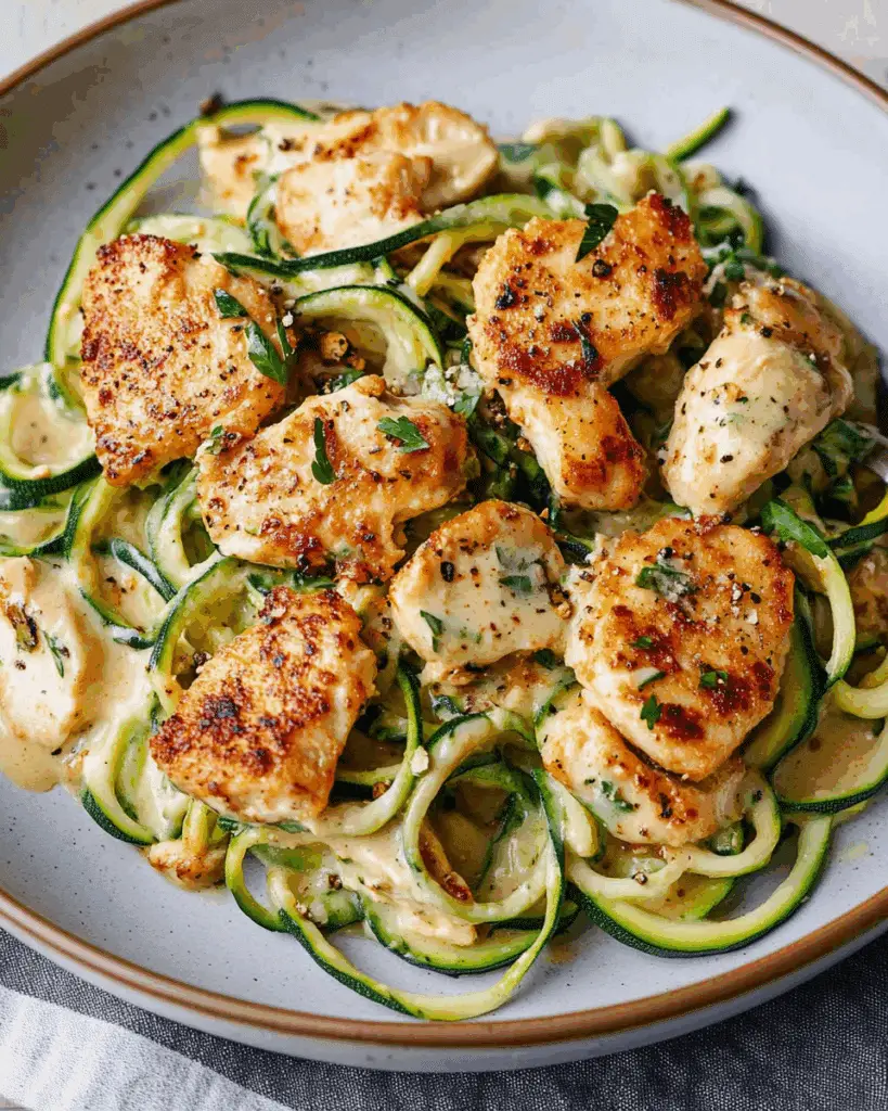 Chicken Alfredo with Zucchini Noodles
