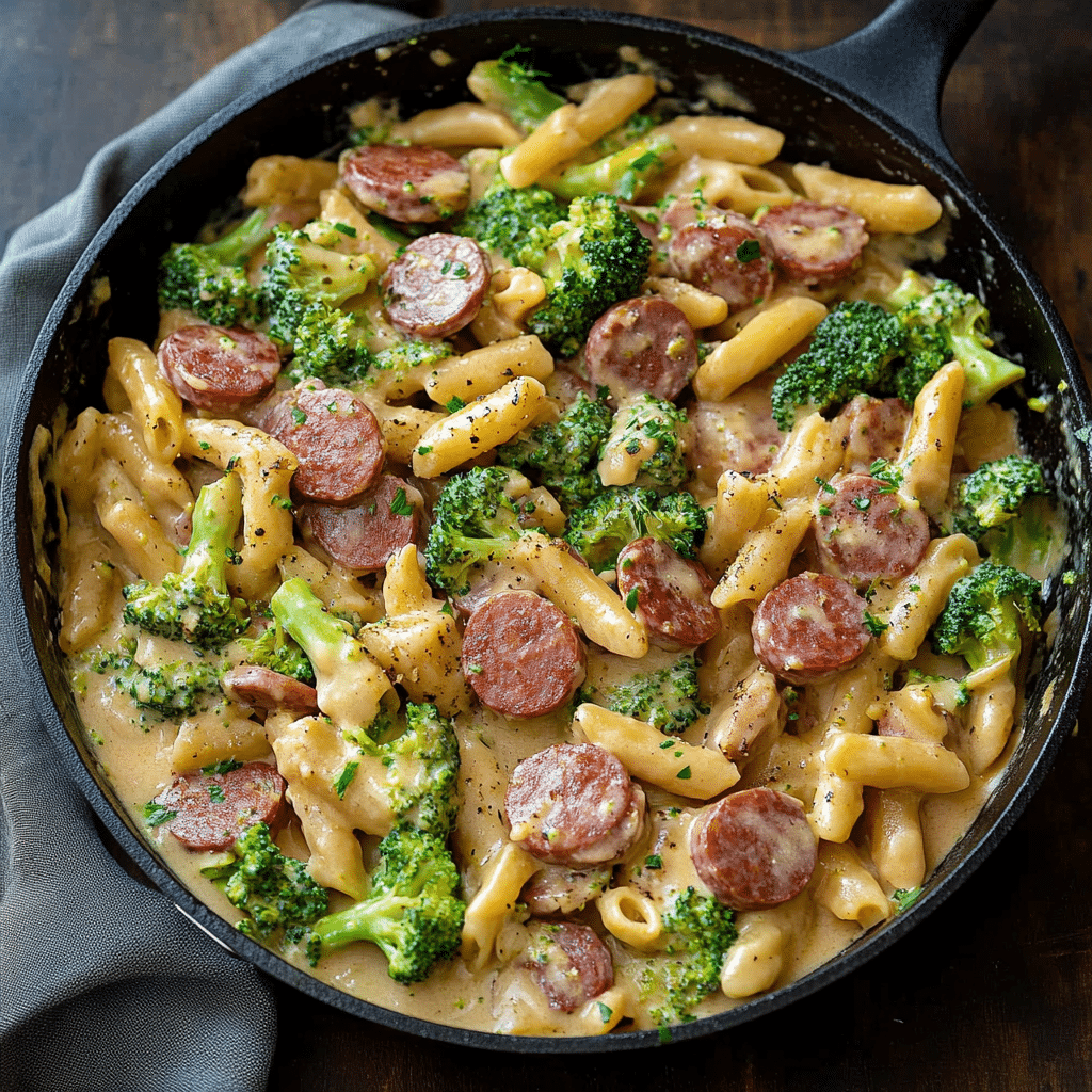 Creamy Kielbasa Broccoli Skillet