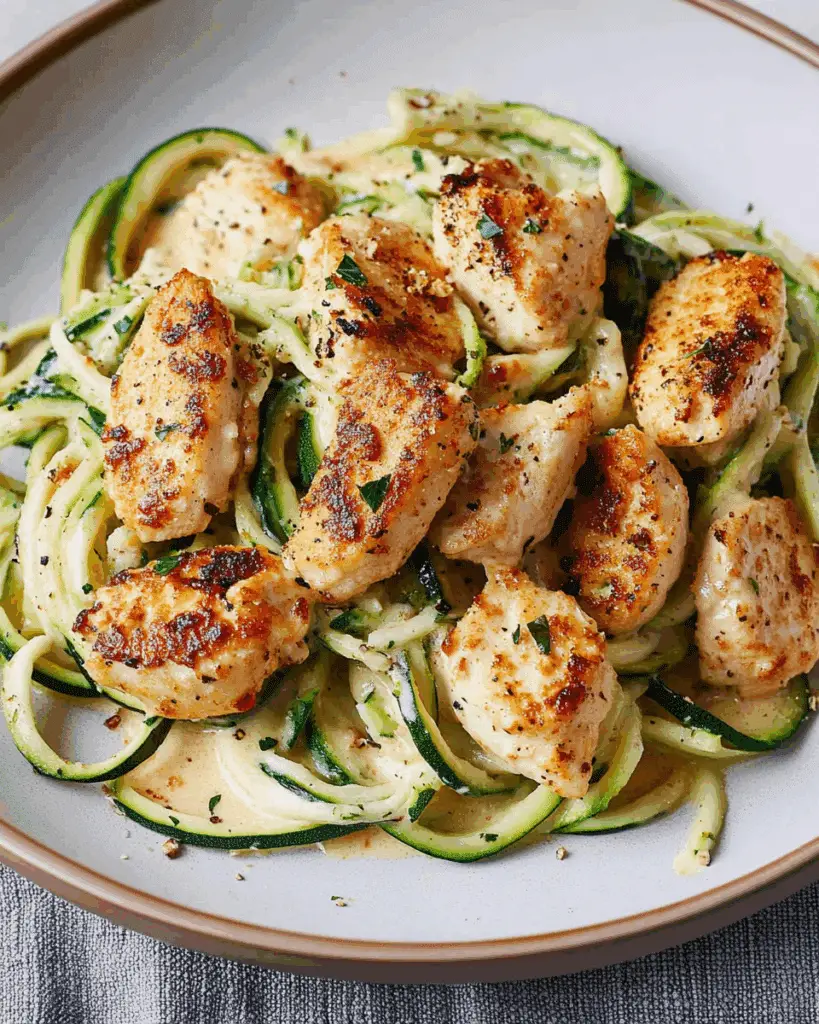Chicken Alfredo with Zucchini Noodles