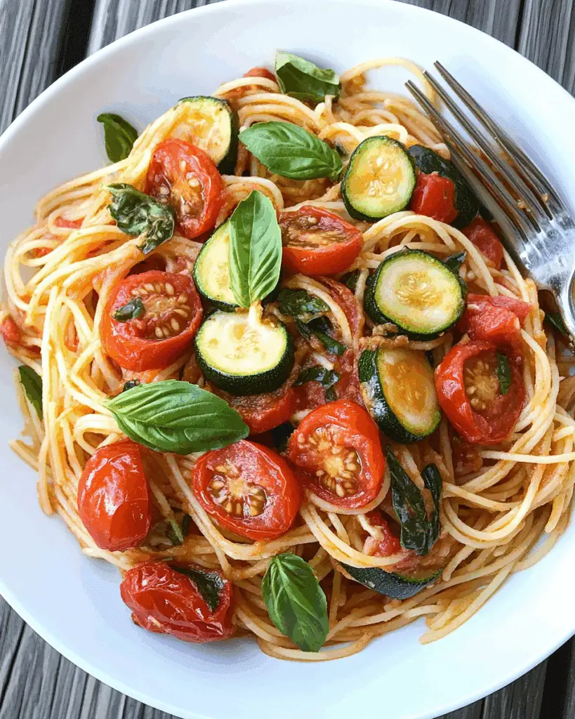 Sautéed Zucchini and Tomatoes with Gluten-Free Spaghetti